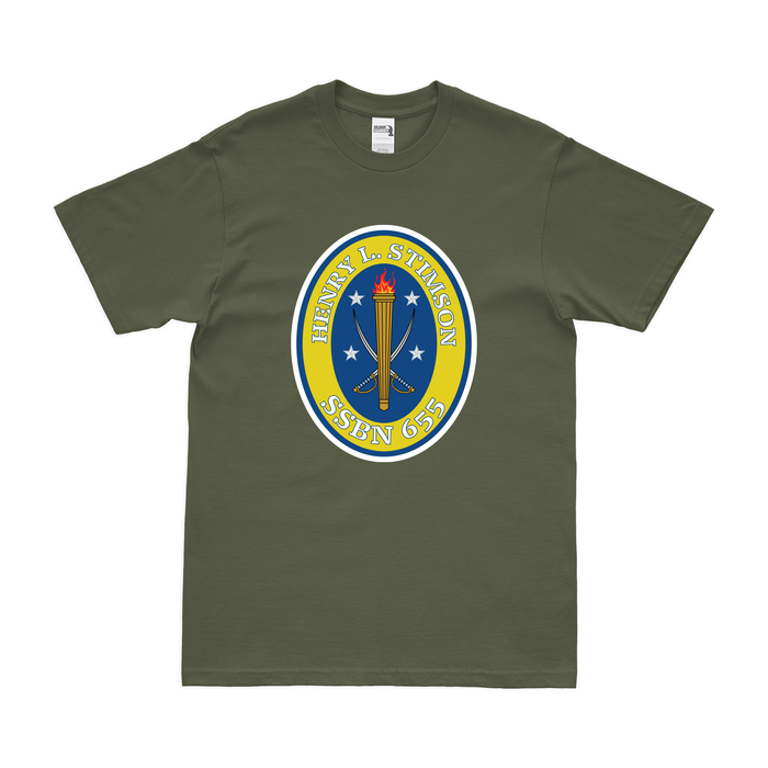 USS Henry L. Stimson (SSBN-655) Ballistic-Missile Submarine T-Shirt Tactically Acquired Military Green Clean Small