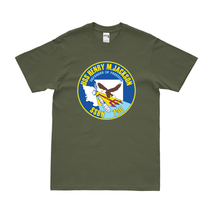 USS Henry M. Jackson (SSBN-730) Ballistic-Missile Submarine T-Shirt Tactically Acquired Military Green Clean Small