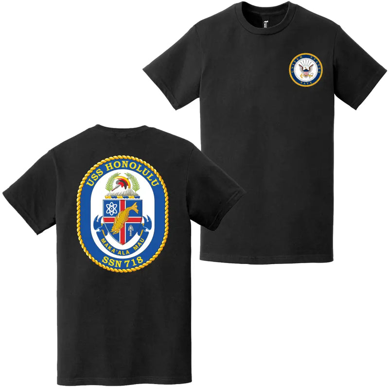 USS Honolulu (SSN-718) Double-Sided Logo T-Shirt