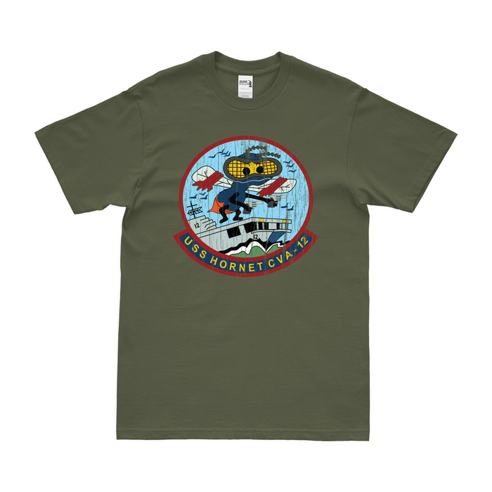 USS Hornet (CVA-12) T-Shirt Tactically Acquired Military Green Distressed Small