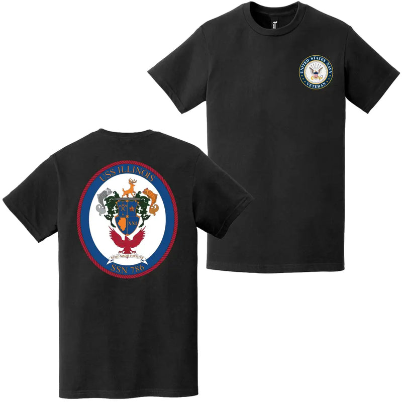 USS Illinois (SSN-786) U.S. Navy Veteran Emblem T-Shirt
