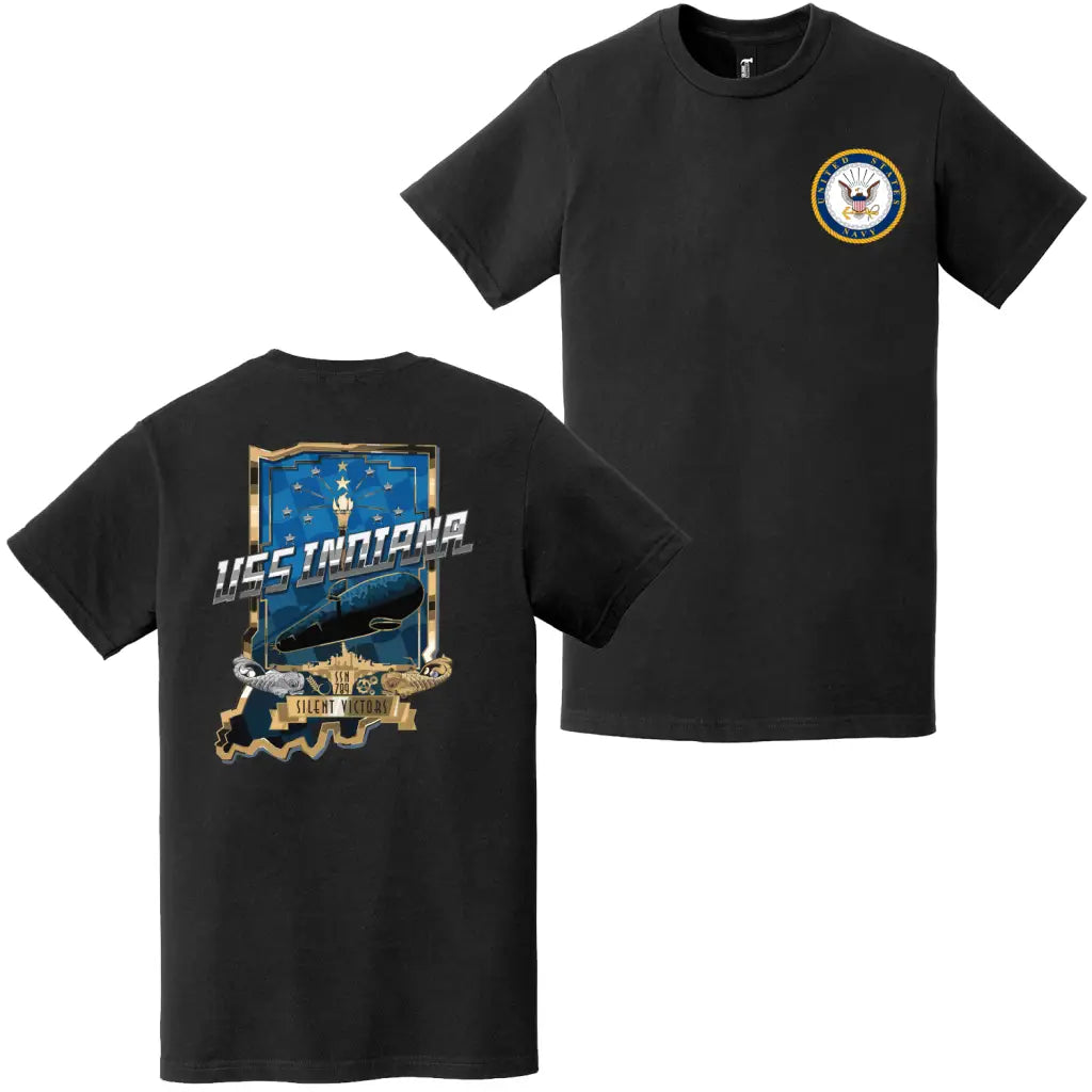 USS Indiana (SSN-789) Double-Sided Logo T-Shirt Tactically Acquired   