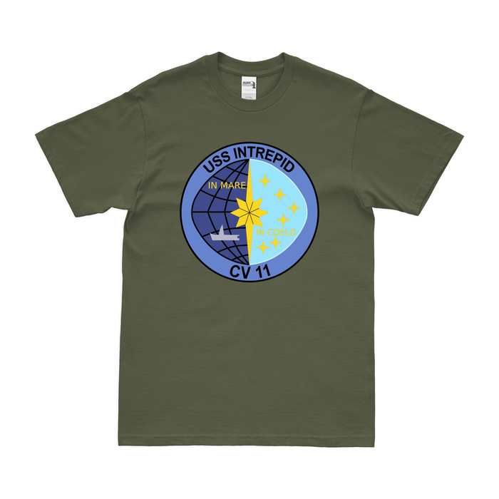 USS Intrepid (CV-11) T-Shirt Tactically Acquired Military Green Clean Small