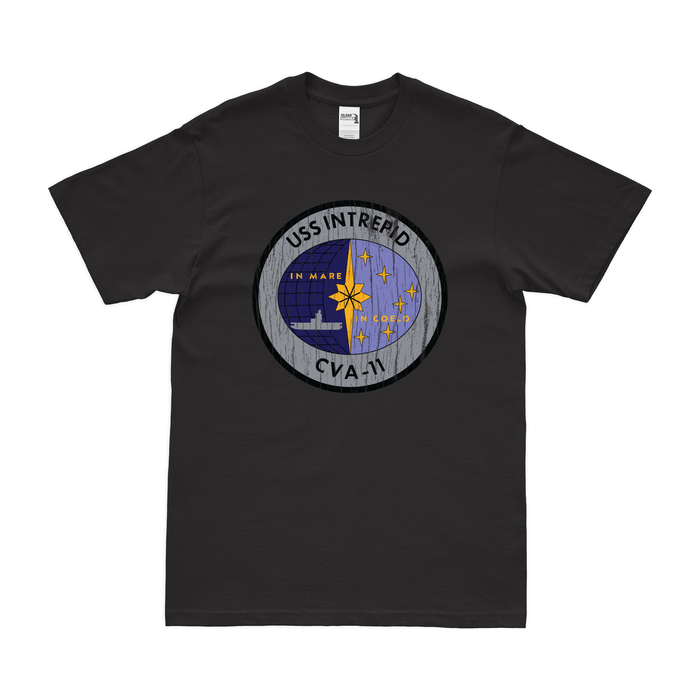 USS Intrepid (CVA-11) T-Shirt Tactically Acquired Black Distressed Small