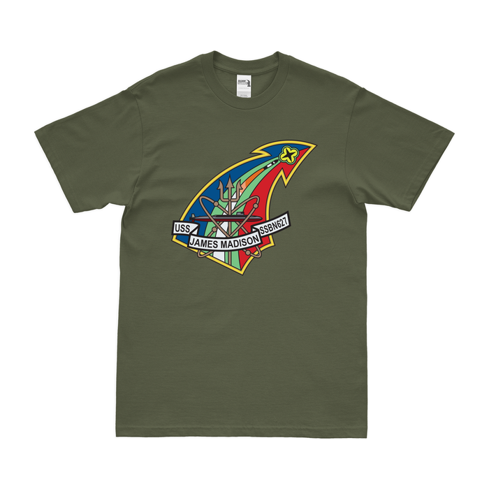 USS James Madison (SSBN-627) Ballistic-Missile Submarine T-Shirt Tactically Acquired Military Green Clean Small
