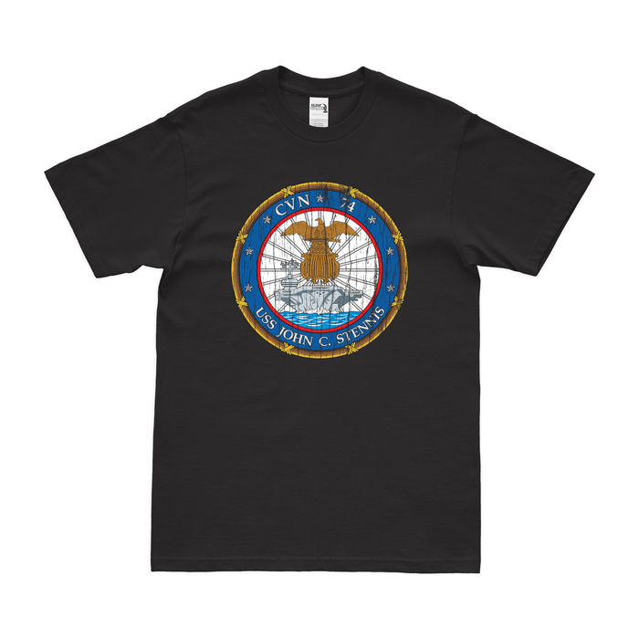 USS John C. Stennis (CVN-74) T-Shirt Tactically Acquired Black Distressed Small