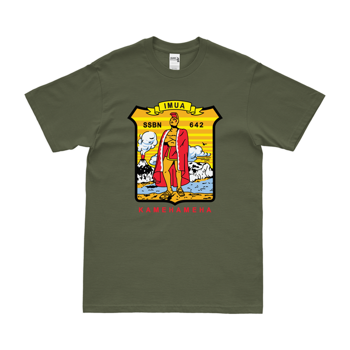 USS Kamehameha (SSBN-642) Ballistic-Missile Submarine T-Shirt Tactically Acquired Military Green Clean Small