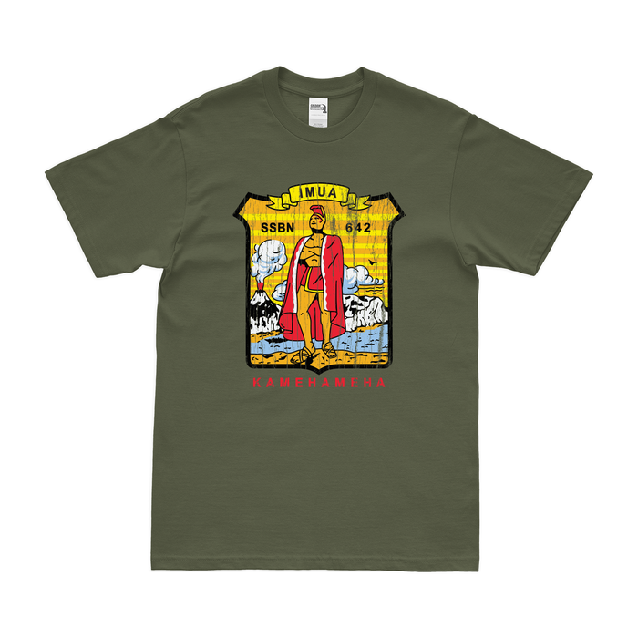USS Kamehameha (SSBN-642) Ballistic-Missile Submarine T-Shirt Tactically Acquired Military Green Distressed Small