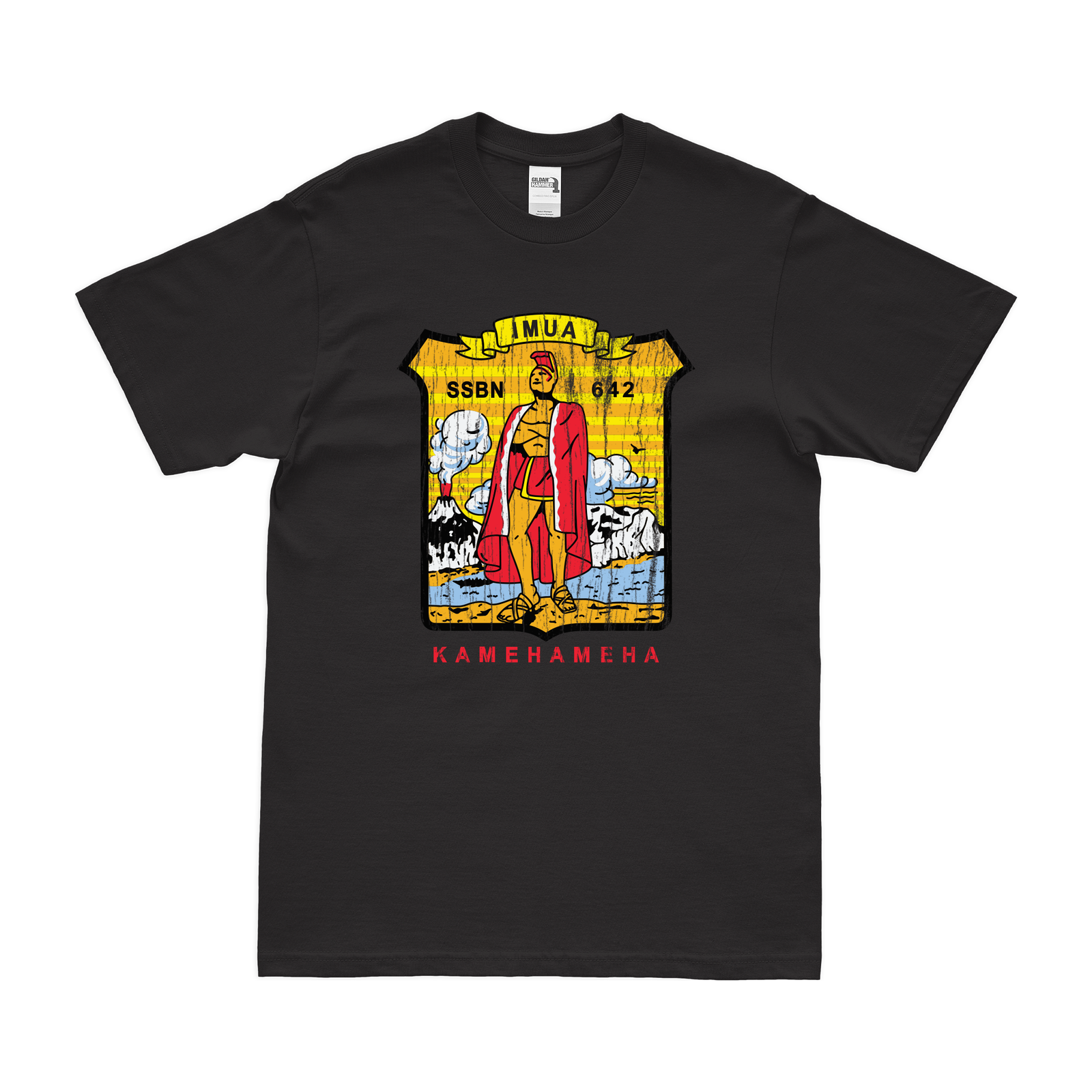 USS Kamehameha (SSBN-642) Ballistic-Missile Submarine T-Shirt Tactically Acquired Black Distressed Small
