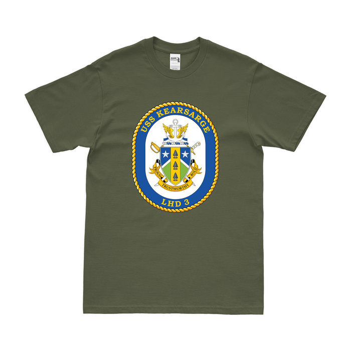 USS Kearsarge (LHD-3) Emblem T-Shirt Tactically Acquired Military Green Clean Small