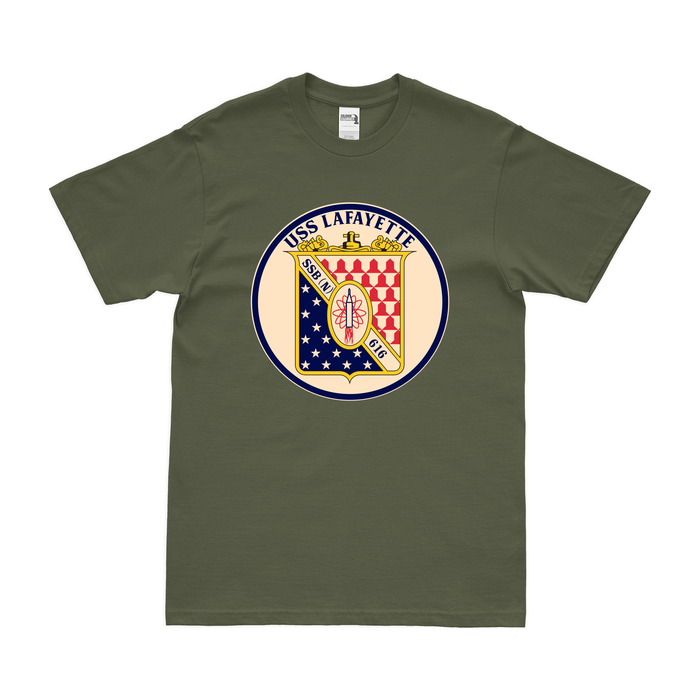 USS Lafayette (SSBN-616) Ballistic-Missile Submarine T-Shirt Tactically Acquired Military Green Clean Small