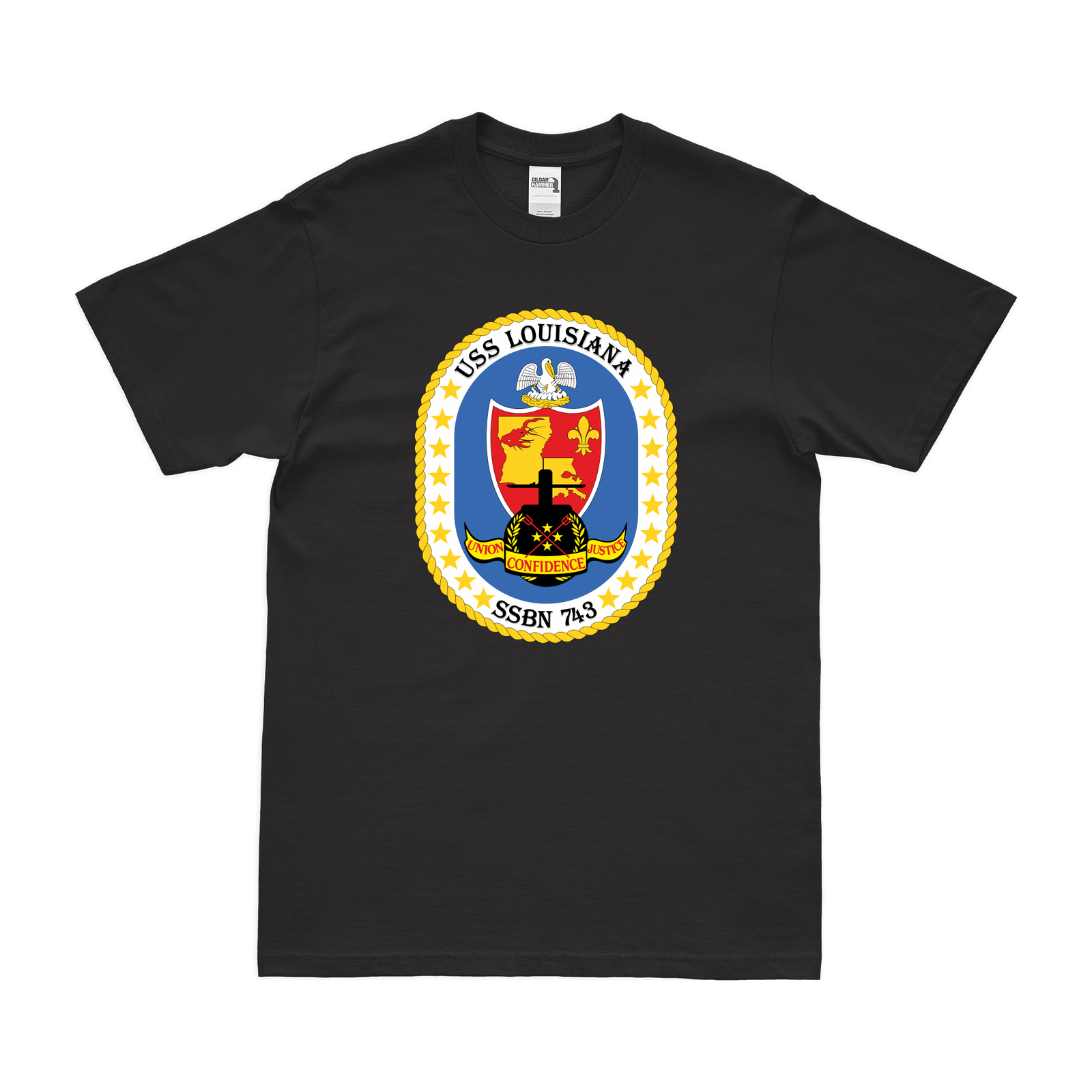 USS Louisiana (SSBN-743) Ballistic-Missile Submarine T-Shirt Tactically Acquired Black Clean Small