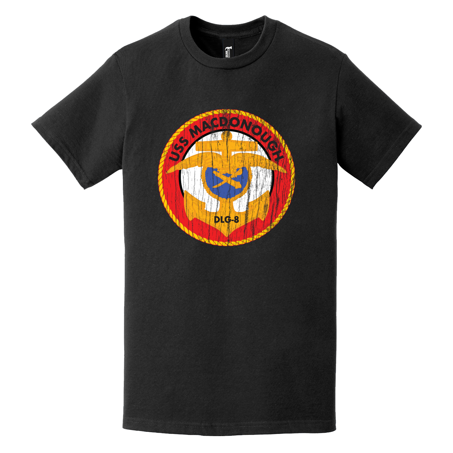 Distressed USS Macdonough (DLG-8) Logo Emblem Crest T-Shirt Tactically Acquired   