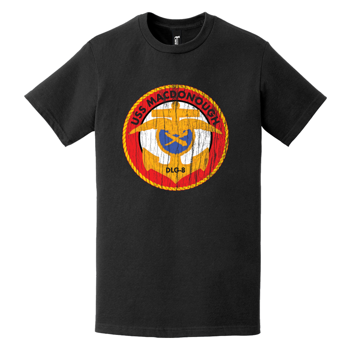 Distressed USS Macdonough (DLG-8) Logo Emblem Crest T-Shirt Tactically Acquired   