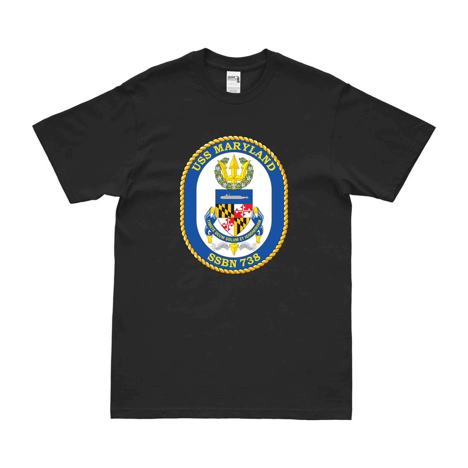 USS Maryland (SSBN-738) Ballistic-Missile Submarine T-Shirt Tactically Acquired Black Clean Small