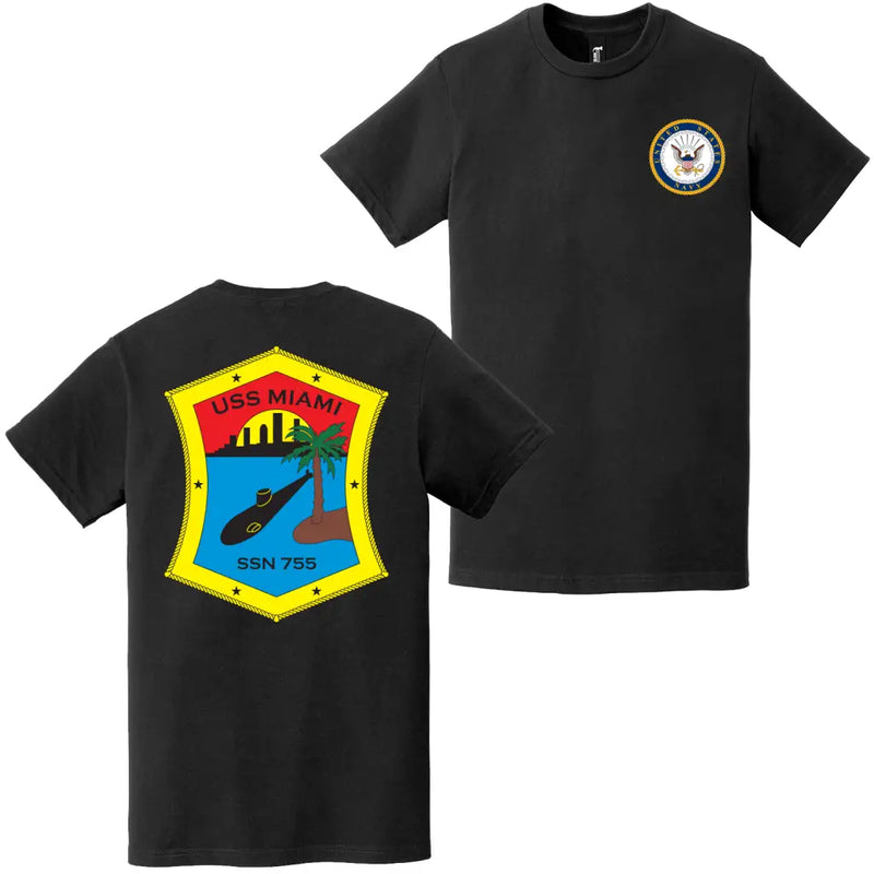 USS Miami (SSN-755) Double-Sided Logo T-Shirt