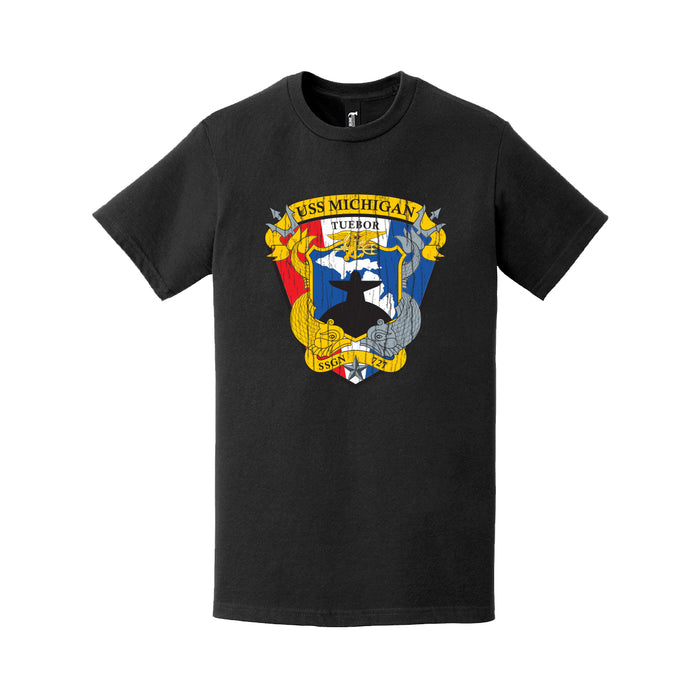 Distressed USS Michigan (SSGN-727) Crest T-Shirt Tactically Acquired   