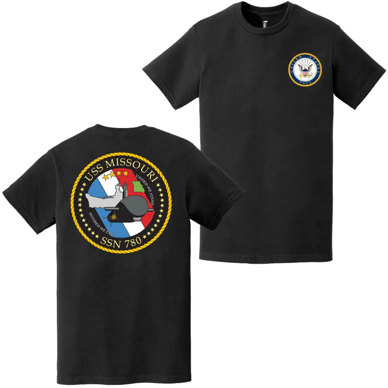 USS Missouri (SSN-780) Double-Sided Logo T-Shirt