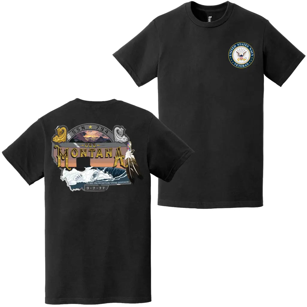 USS Montana (SSN-794) U.S. Navy Veteran T-Shirt Tactically Acquired   