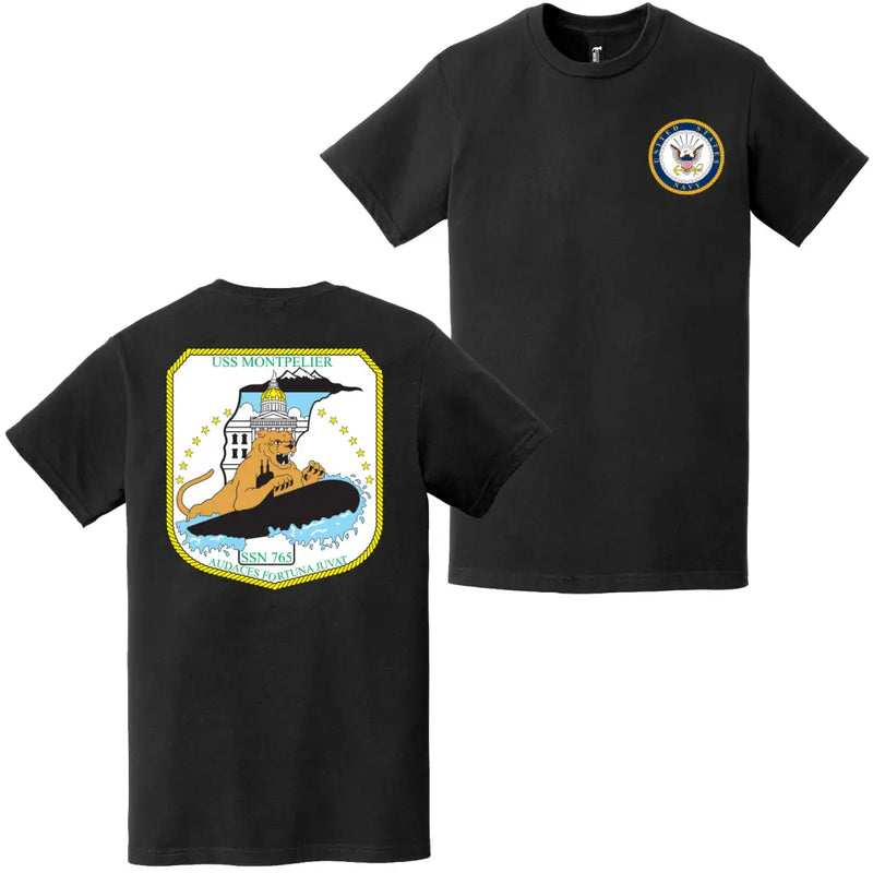 USS Montpelier (SSN-765) Double-Sided Logo T-Shirt