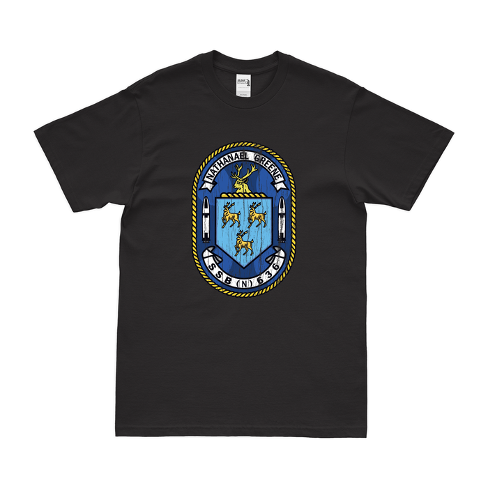 USS Nathanael Greene (SSBN-636) Ballistic-Missile Submarine T-Shirt Tactically Acquired Black Distressed Small