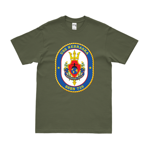 USS Nebraska (SSBN-739) Ballistic-Missile Submarine T-Shirt Tactically Acquired Military Green Clean Small