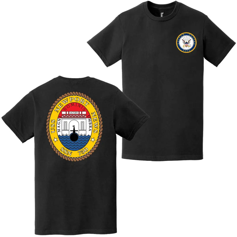 USS Newport News (SSN-750) Double-Sided Logo T-Shirt