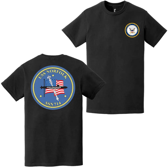 USS Norfolk (SSN-714) Double-Sided Logo T-Shirt Tactically Acquired   