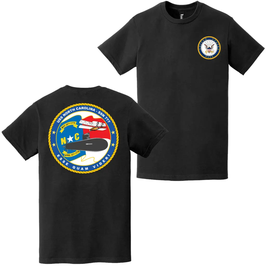USS North Carolina (SSN-777) Double-Sided Logo T-Shirt Tactically Acquired   