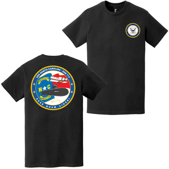 USS North Carolina (SSN-777) Double-Sided Logo T-Shirt Tactically Acquired   