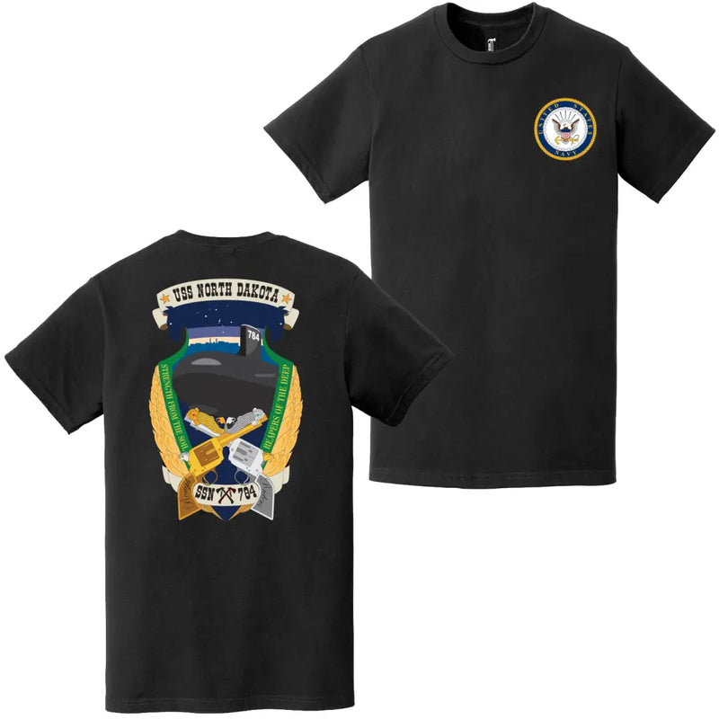 USS North Dakota (SSN-784) Double-Sided Logo T-Shirt