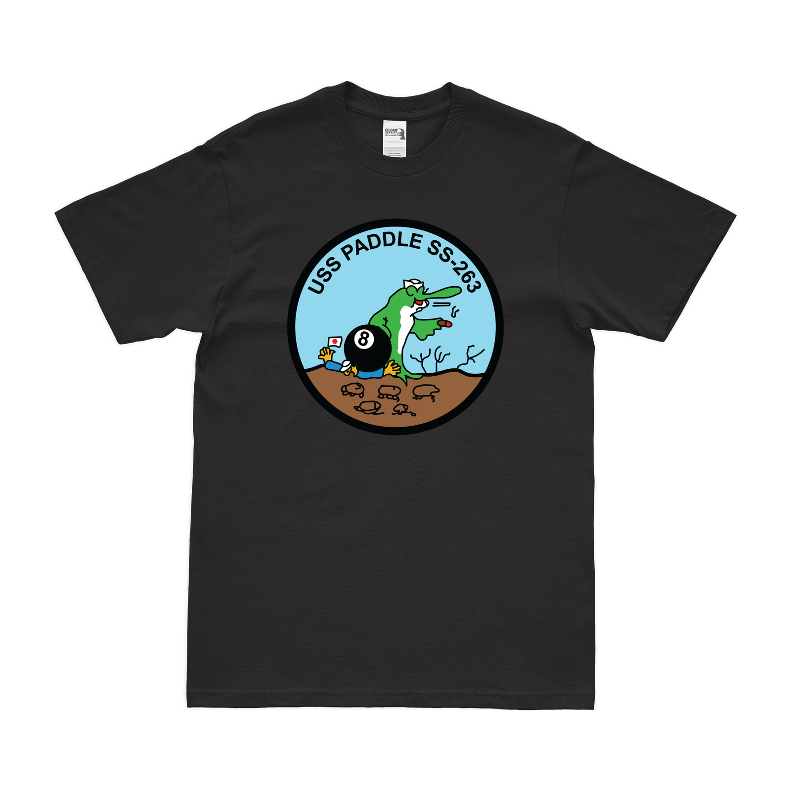 USS Paddle (SS-263) Gato-class Submarine T-Shirt Tactically Acquired Black Clean Small