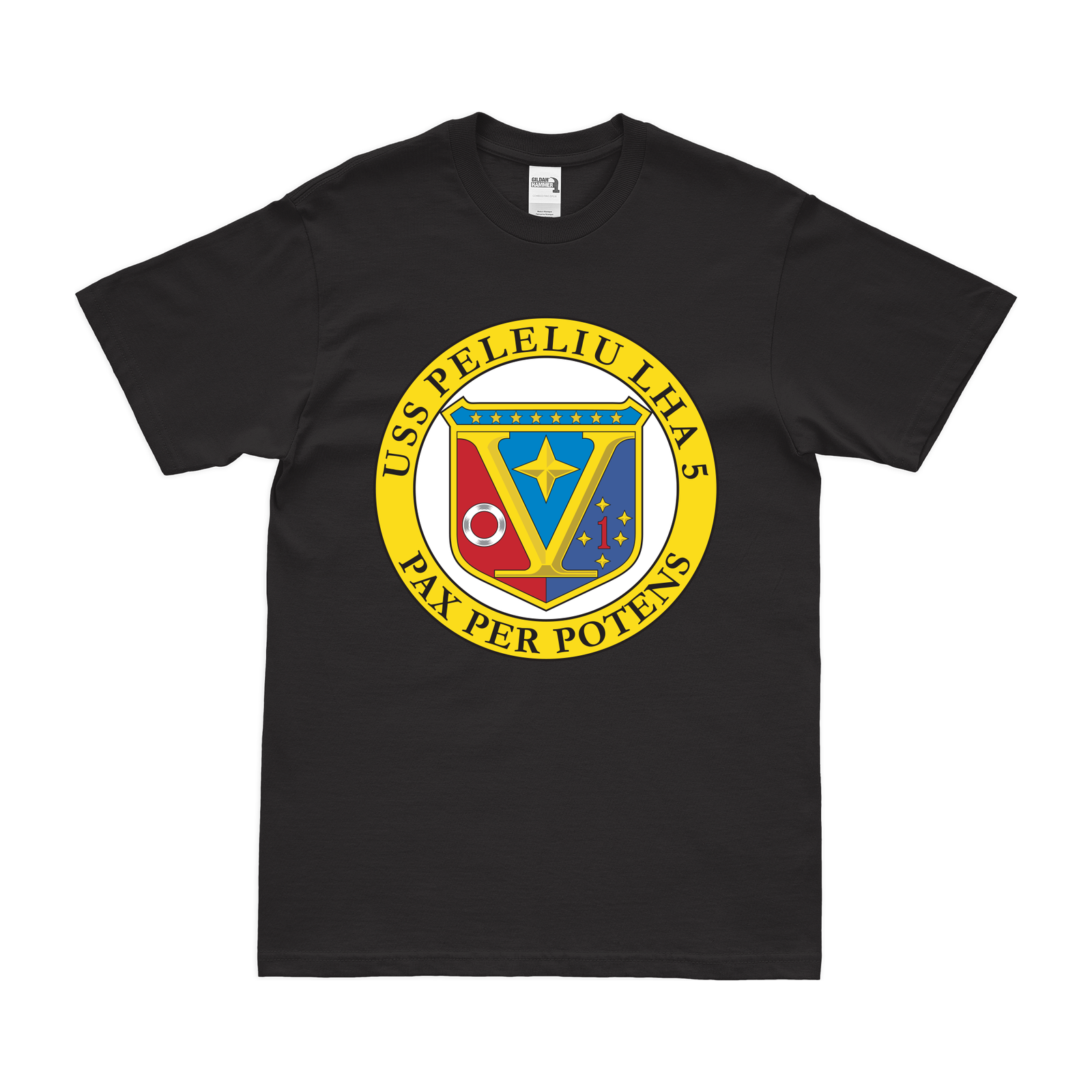 USS Peleliu (LHA-5) Emblem T-Shirt Tactically Acquired Black Clean Small