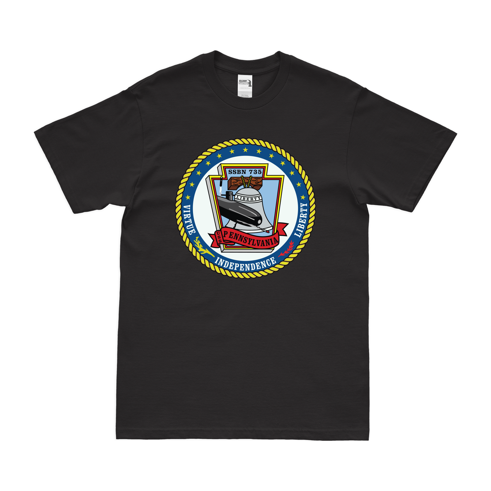 USS Pennsylvania (SSBN-735) Ballistic-Missile Submarine T-Shirt Tactically Acquired Black Clean Small