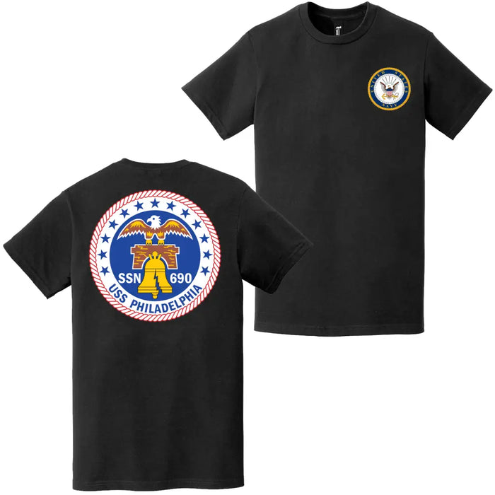 USS Philadelphia (SSN-690) Double-Sided Logo T-Shirt Tactically Acquired   