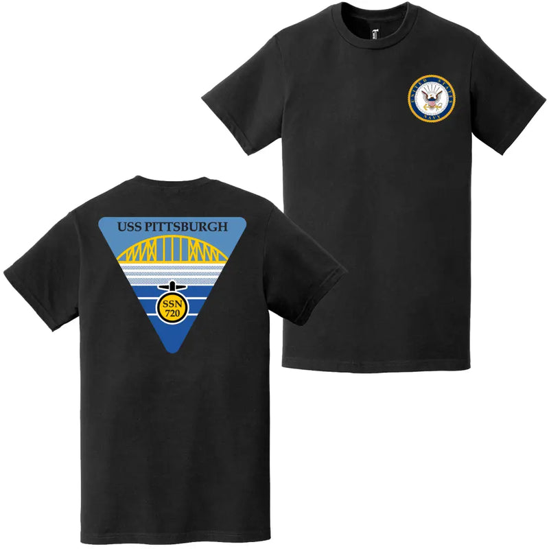 USS Pittsburgh (SSN-720) Double-Sided Logo T-Shirt