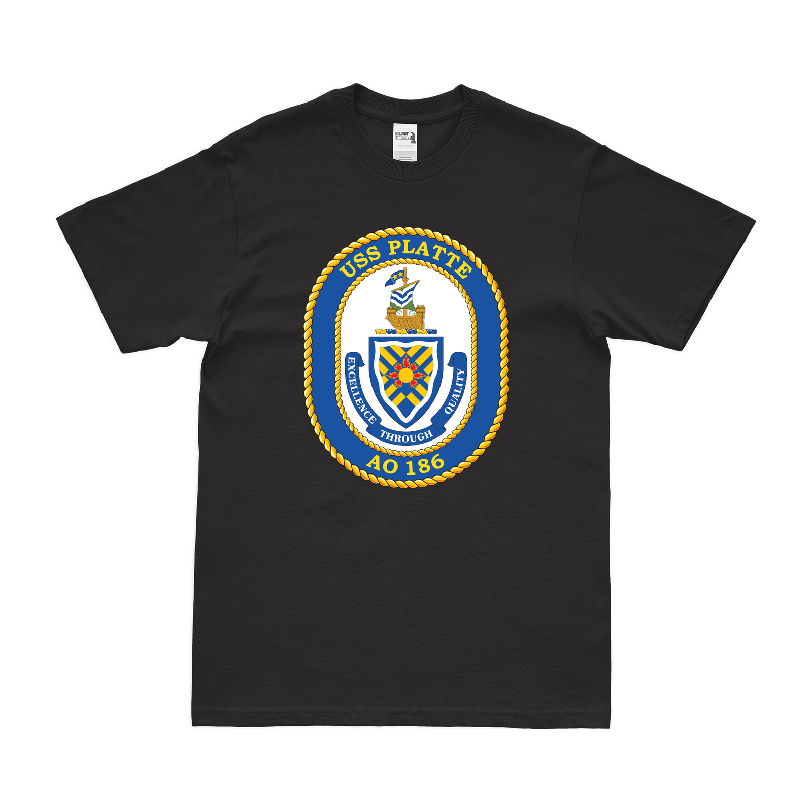 USS Platte (AO-186) T-Shirt Tactically Acquired Black Clean Small