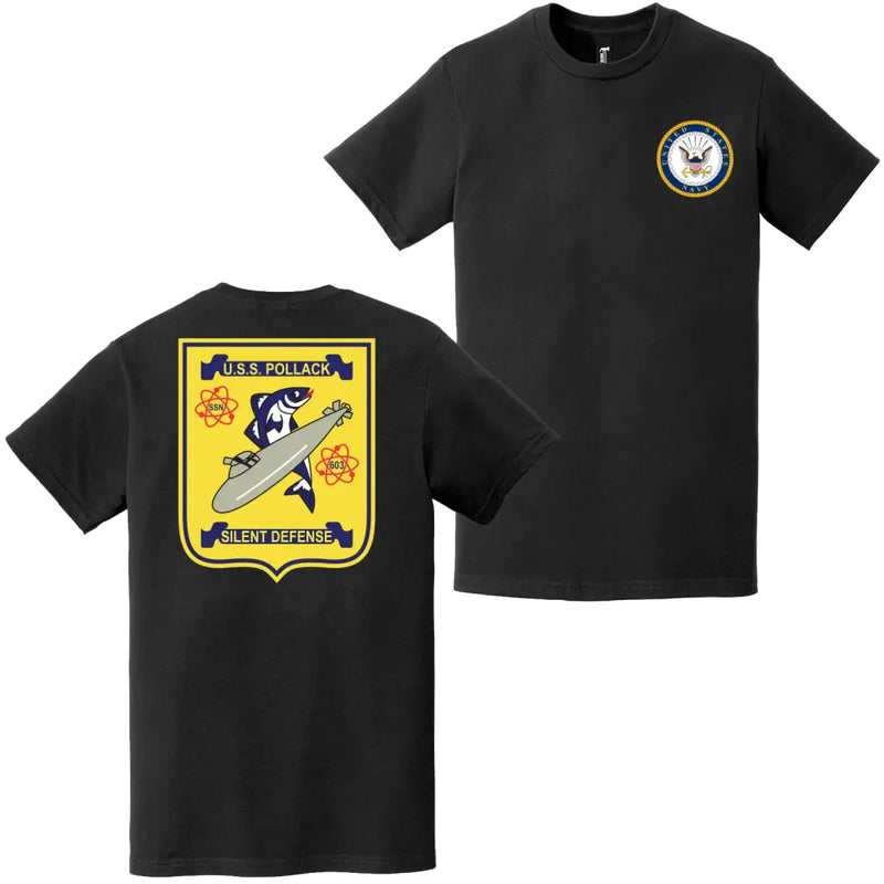 USS Pollack (SSN-603) Double-Sided Logo T-Shirt