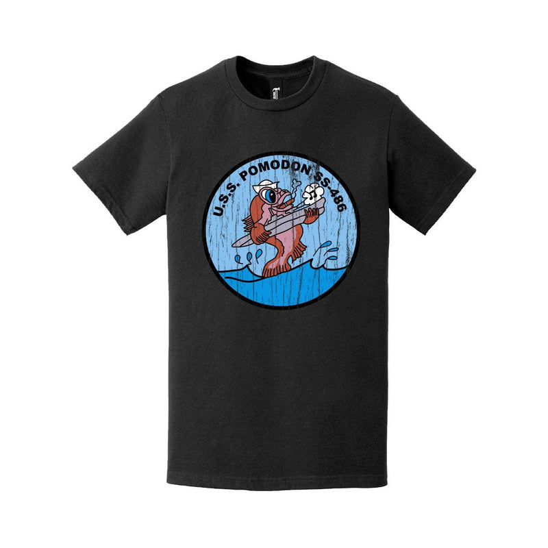 Distressed USS Pomodon (SS-486) Logo Crest T-Shirt