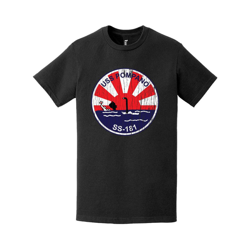 Distressed USS Pompano (SS-181) Submarine Logo T-Shirt