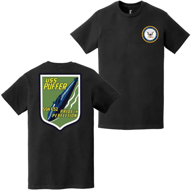 USS Puffer (SSN-652) Double-Sided Logo T-Shirt