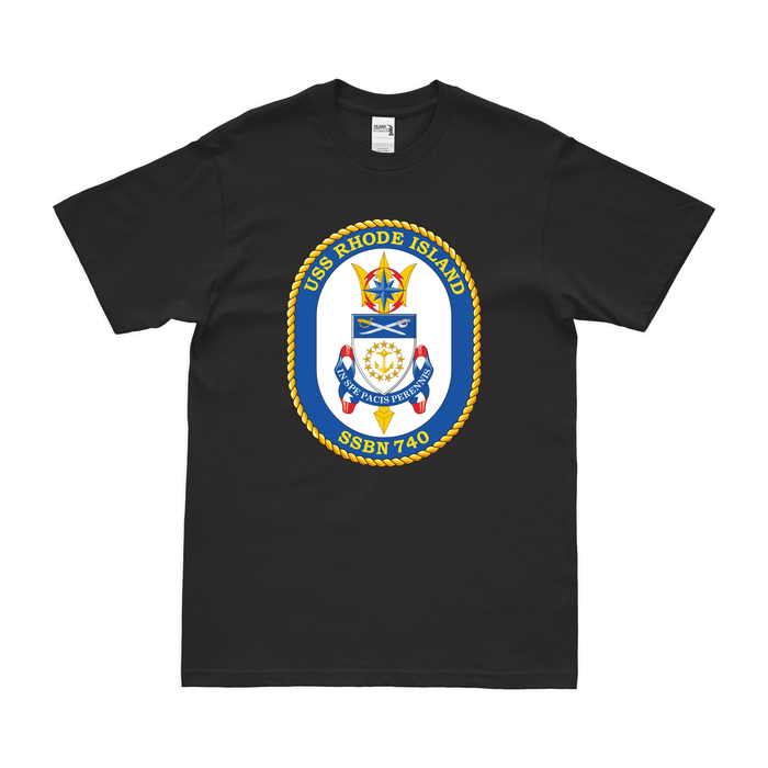 USS Rhode Island (SSBN-740) Ballistic-Missile Submarine T-Shirt Tactically Acquired Black Clean Small