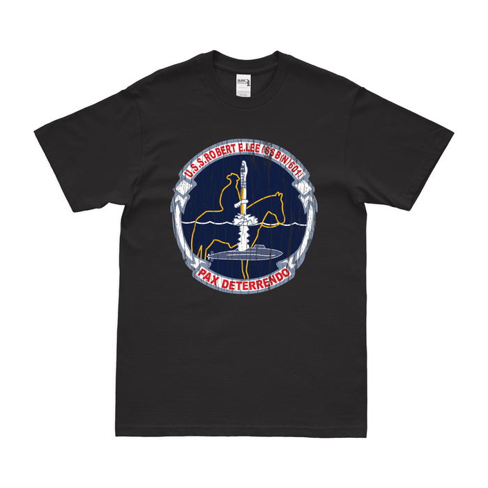 USS Robert E. Lee (SSBN-601) Ballistic-Missile Submarine T-Shirt Tactically Acquired Black Distressed Small