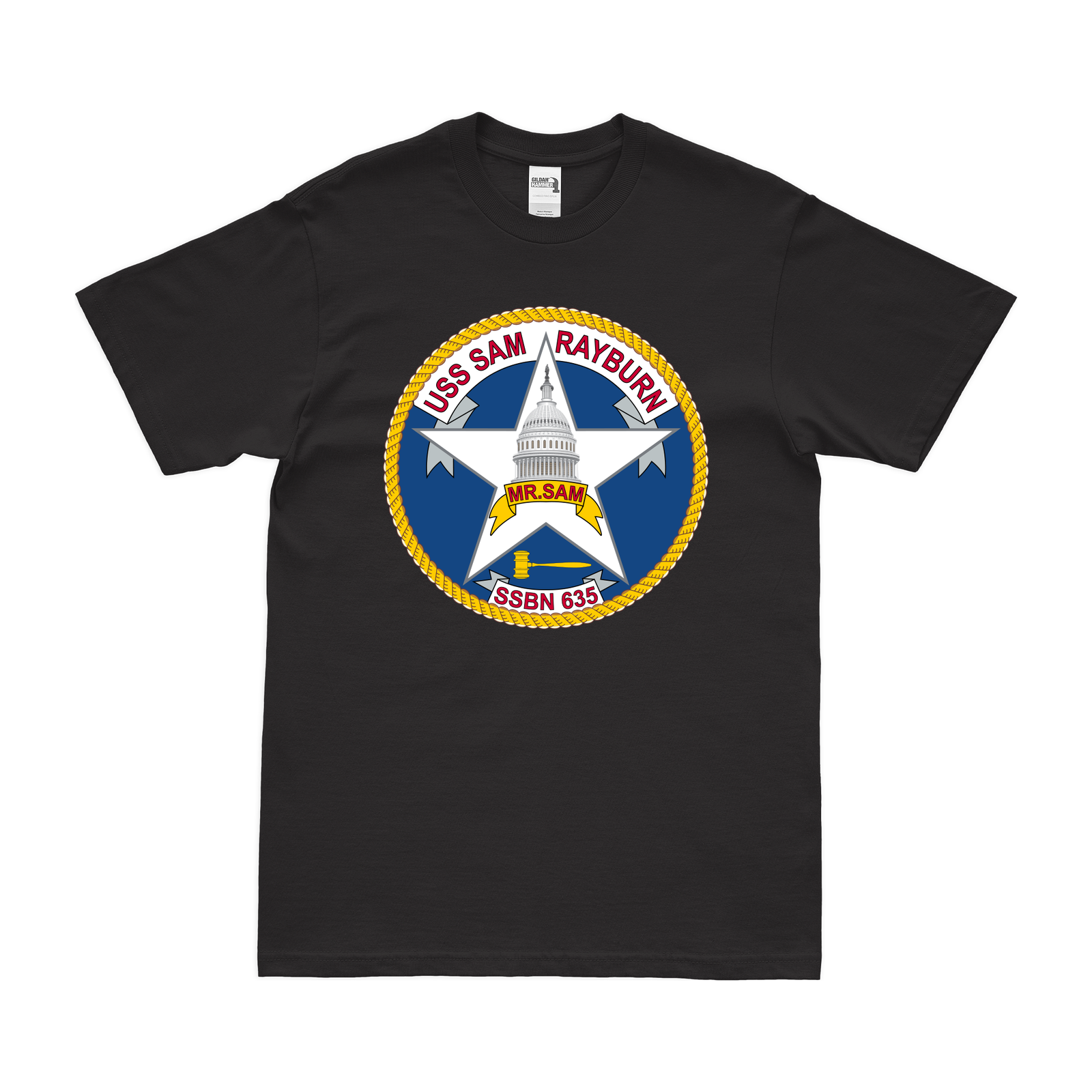 USS Sam Rayburn (SSBN-635) Ballistic-Missile Submarine T-Shirt Tactically Acquired Black Clean Small