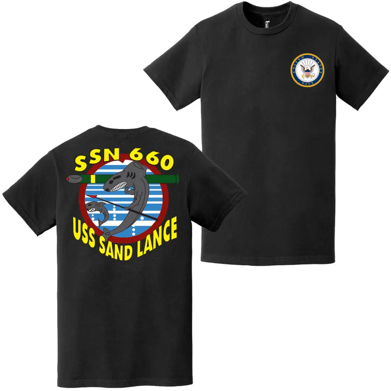 USS Sand Lance (SSN-660) Double-Sided Logo T-Shirt