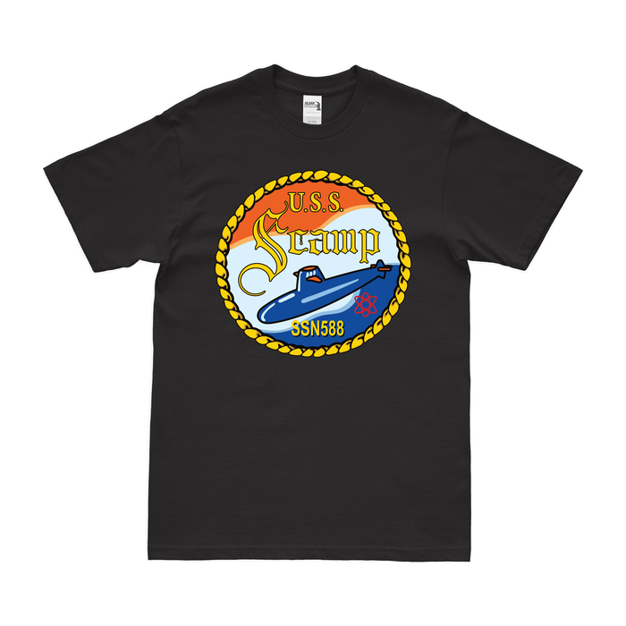 USS Scamp (SSN-588) Submarine Emblem T-Shirt Tactically Acquired Black Small 