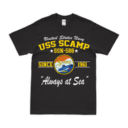 USS Scamp (SSN-588) Since 1961 Submarine Legacy T-Shirt Tactically Acquired Black Small 