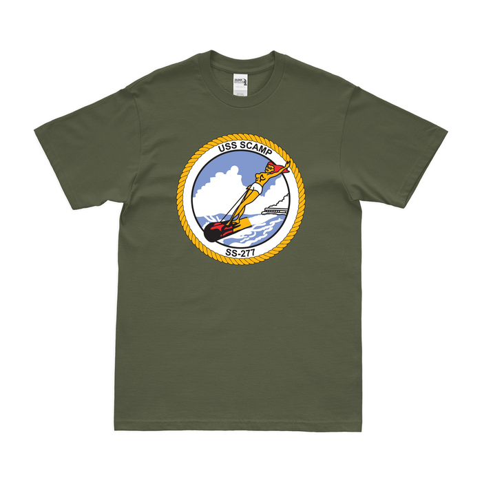 USS Scamp (SS-277) Gato-class Submarine T-Shirt Tactically Acquired Military Green Clean Small