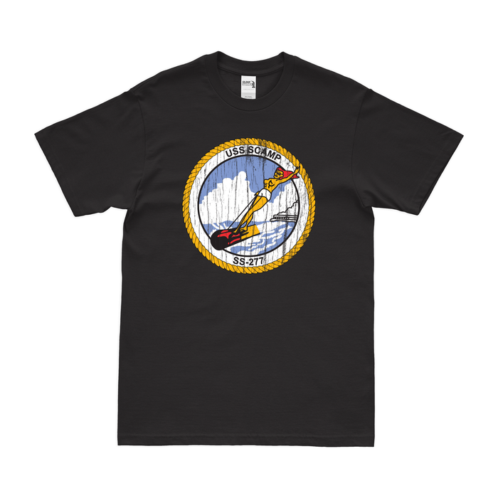 USS Scamp (SS-277) Gato-class Submarine T-Shirt Tactically Acquired Black Distressed Small