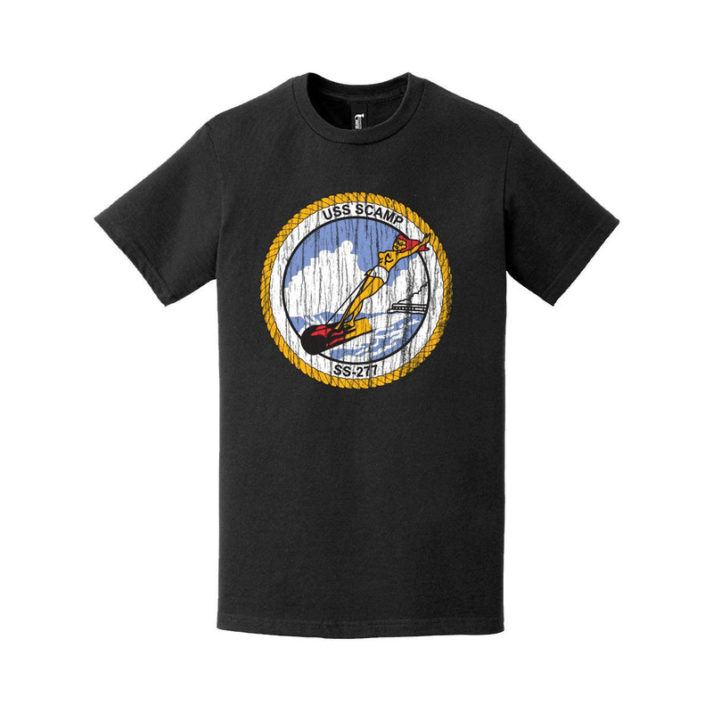 Distressed USS Scamp (SS-277) Submarine Logo T-Shirt